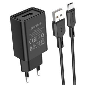 borofone-ba68a-glacier-single-port-wall-charger-us-set-usba-usbc-black