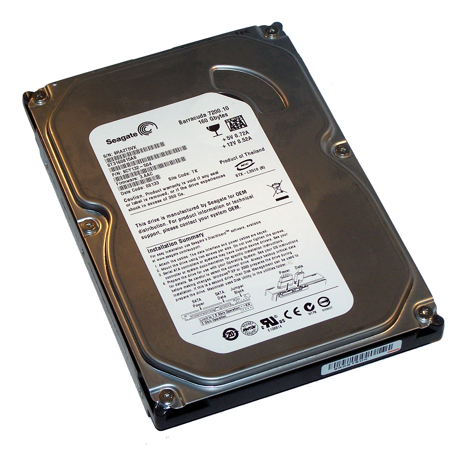 Seagate ST3160815AS [9CY132-504 3.AAC TK] 001