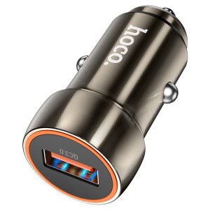 hoco-z46-blue-shield-single-port-qc3-car-charger-metal-grey